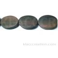 Tiger Ebony Flat Oval Wood Beads 15x20x5mm
